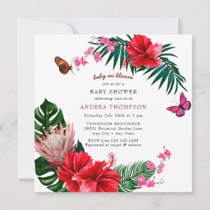 Baby in Bloom Schmetterling Florale Babyparty Einladung