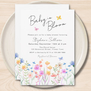 Baby In Bloom Schmetterling Florales Babyshower Einladung