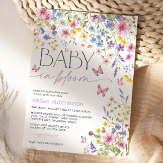 Baby in Bloom Schmetterlings-Baby-Party Einladung