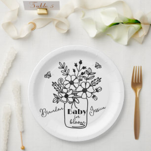 BABY IN BLOOM SCHWARZ & WEISS BABYSHOWER  PAPPTELLER