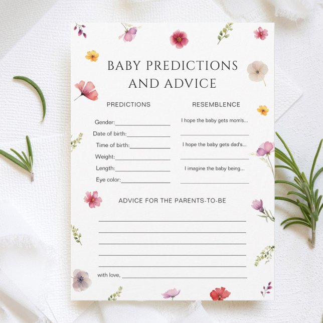 Baby in Bloom Shower Baby Predictions Spielkarte Einladung (Von Creator hochgeladen)