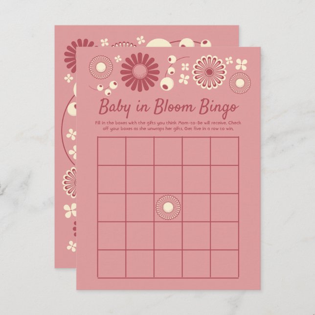 Baby in Bloom Shower Bingo Spielkarten Ankündigungspostkarte (Vorne/Hinten)