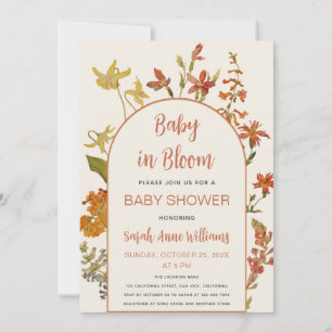 Baby in Bloom Shower Wilde Blüten Florale Wasserfa Einladung