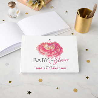 Baby in Bloom skurrile Wasserfarben-Baby-Party in Gästebuch