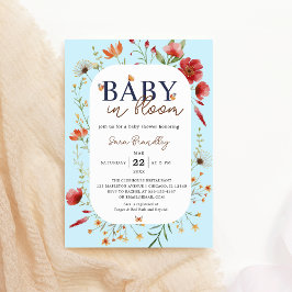 Baby in Bloom Soft Blue Wildblumen Babydusche Einladung