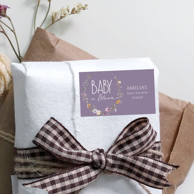 Baby in Bloom Soft Lila Boho Wildblume Rechteckiger Aufkleber (Von Creator hochgeladen)