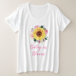 Baby in Bloom Sonnenblume Rosa Blütenblume Große Größe T-Shirt