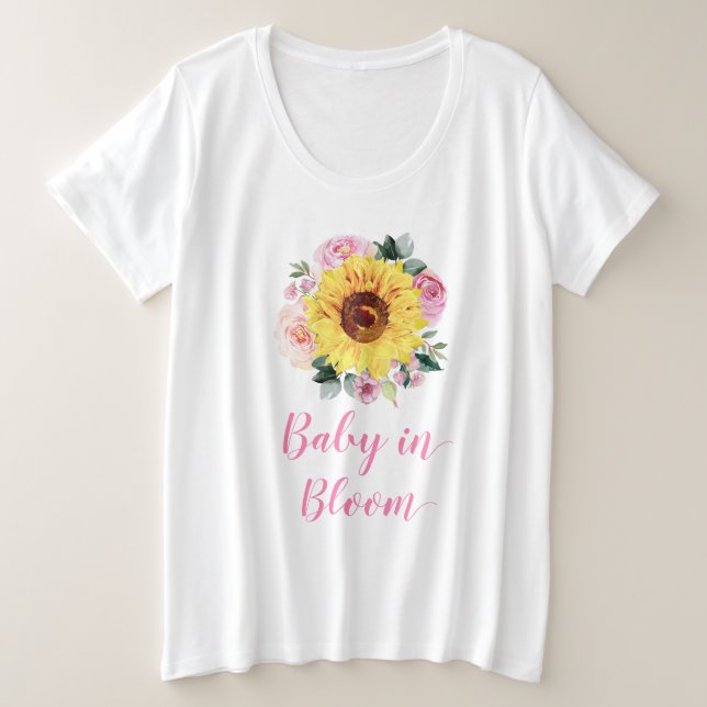 Baby in Bloom Sonnenblume Rosa Blütenblume Große Größe T-Shirt (Design vorne)