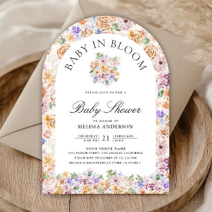Baby in Bloom Spring Bloral Arch Foto Babydusche Einladung