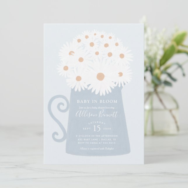 Baby in Bloom Spring Daisy Baby Shower Einladung (Stehend Vorderseite)