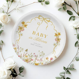 Baby in Bloom Spring Gelbe Wildblume Babydusche Pappteller