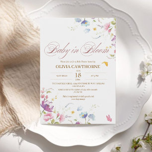 Baby in Bloom Spring Watercolor Kinderdusche Einladung