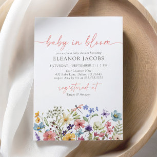 Baby in Bloom Spring Wildblume Babydusche Einladung