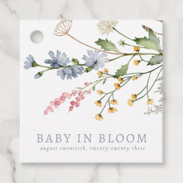 Baby in Bloom Spring Wildblume Floral Bouquet Geschenkanhänger (Vorderseite)