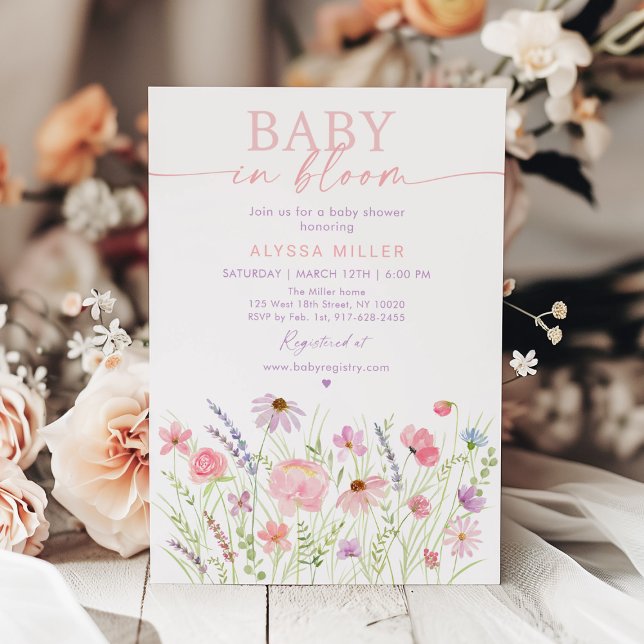 Baby in Bloom Spring Wildblume Meadow Baby Shower Einladung (Von Creator hochgeladen)
