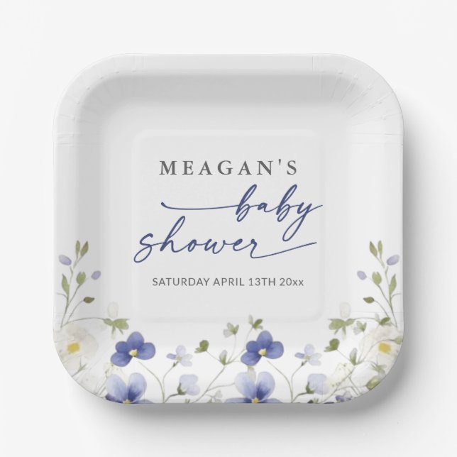 Baby in Bloom Spring Wildblumen Kinderdusche Pappteller (Vorderseite)