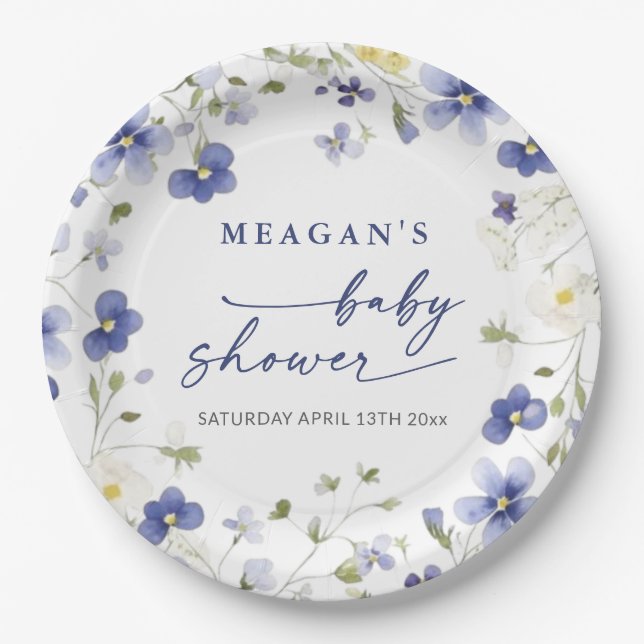 Baby in Bloom Spring Wildblumen Kinderdusche Pappteller (Vorderseite)