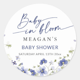Baby in Bloom Spring Wildblumen Kinderdusche Runder Aufkleber