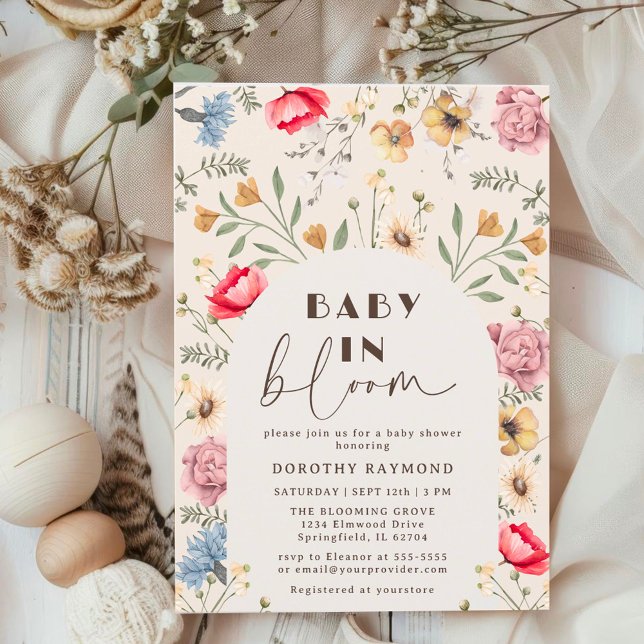 Baby in Bloom Stilvolle Arch Floral Baby Dusche Einladung (Von Creator hochgeladen)