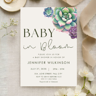 Baby in Bloom Succulent Wüste Baby Dusche Einladung