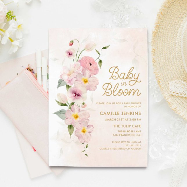 Baby in Bloom Summer Floral Baby Dusche Einladung (Von Creator hochgeladen)