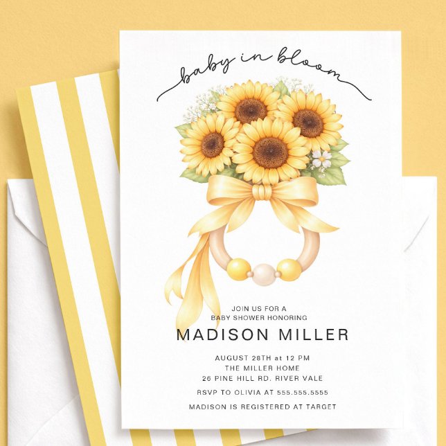 Baby in Bloom Sunflower Baby Shower Invite Einladung (Von Creator hochgeladen)