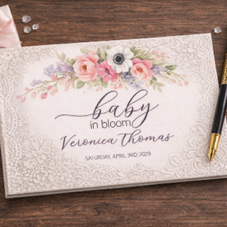Baby in Bloom Süße Florale Babyparty Gästebuch