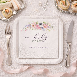 Baby in Bloom Süße Florale Babyparty Serviette