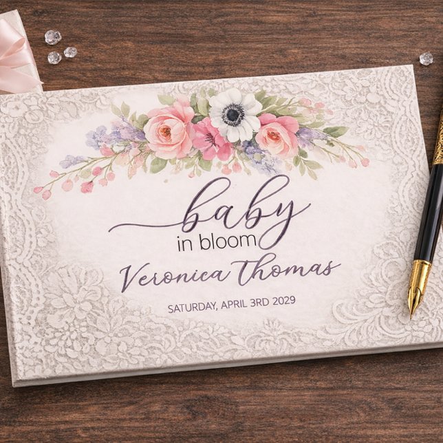 Baby in Bloom Sweet Floral Baby Shower Gästebuch (Von Creator hochgeladen)