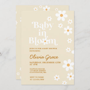 Baby in Bloom tan Daisy Baby Dusche Einladung