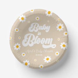 Baby in Bloom Tan Daisy Blume Floral Baby Dusche Pappteller