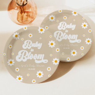 Baby In Bloom Tan Daisy-Blumen Florale Babyparty Pappteller
