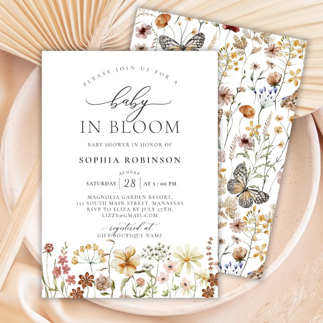 Baby in Bloom Terracotta Wildblume Babydusche Einladung (Von Creator hochgeladen)