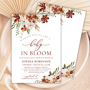 Baby in Bloom Terracotta Wildblume Babydusche Einladung