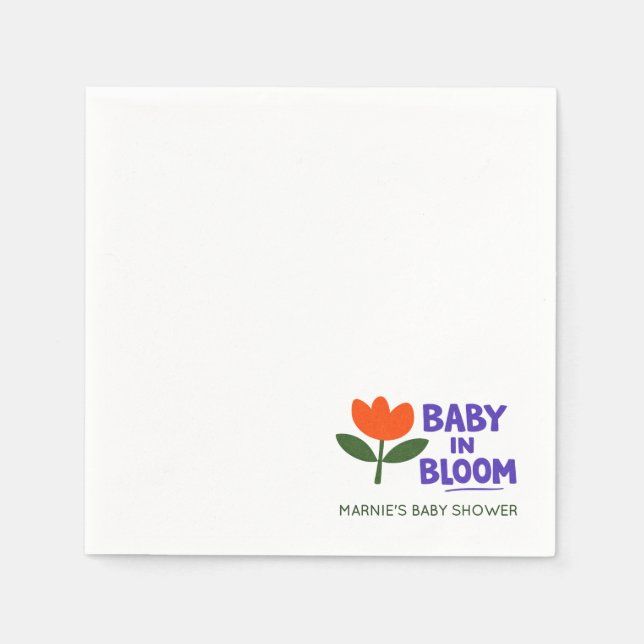Baby in Bloom Tulip Trendy Modern Baby Shower Napk Serviette (Vorderseite)