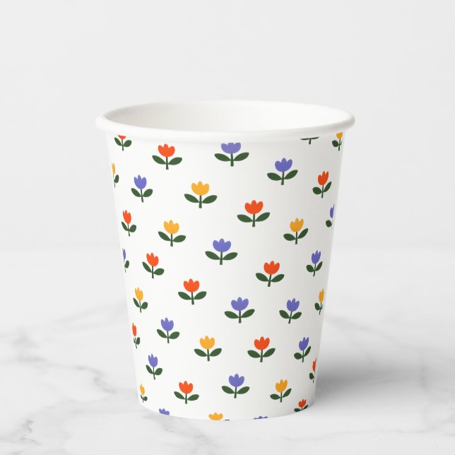 Baby in Bloom Tulip Trendy Modern Baby Shower Pappbecher (Vorderseite)