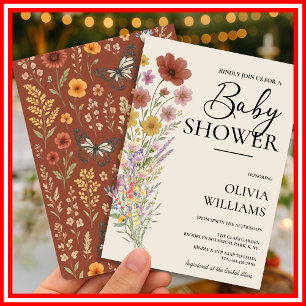 Baby in Bloom Verbrannte Orange Wildblume Einladung
