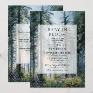 Baby in Bloom Wald QR-Code Baby Shower Einladung