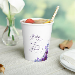 Baby in Bloom Wasserfarbe Lila Blume Kinderdusche Pappbecher