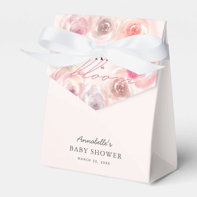 Baby in Bloom Wasserfarbe Rose Kinderdusche Geschenkschachtel (Vorderseite)