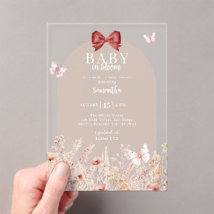 Baby In Bloom Wasserfarben Florale Babyparty Acryleinladungen