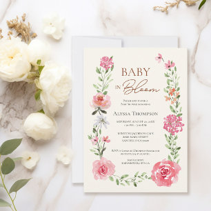 Baby in Bloom Watercolor Blume Kinderdusche Einladung