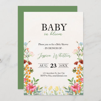 Baby in Bloom Watercolor Floral Baby Dusche Einladung