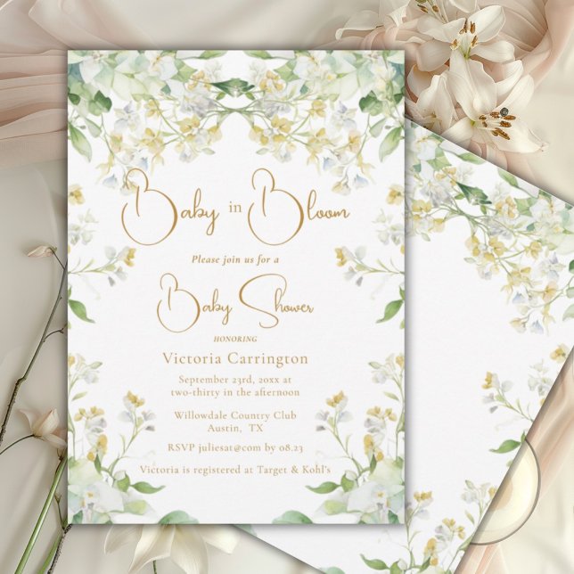 Baby in Bloom Watercolor Floral Baby Dusche Einladung (Von Creator hochgeladen)