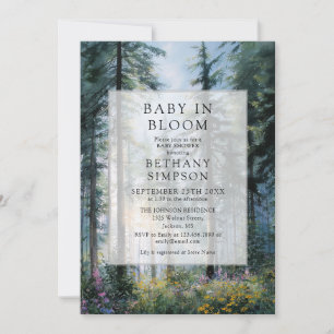 Baby in Bloom Watercolor Floral Wald Baby Shower Einladung