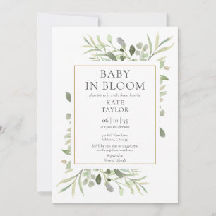 Baby In Bloom Watercolor Grünzeug Babyparty Einladung