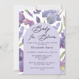 Baby in Bloom Watercolor Iris Frühjahrsdusche Einladung
