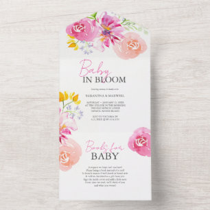Baby in Bloom Watercolor Kinderdusche Einladungen
