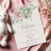 Baby in Bloom Watercolor Pink Floral Girl Shower 