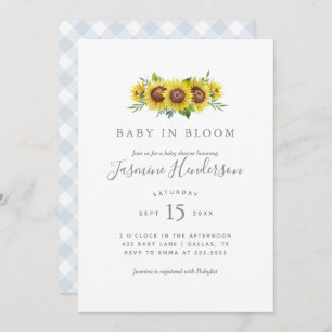 Baby in Bloom Watercolor Sonnenblume Baby Dusche I Einladung